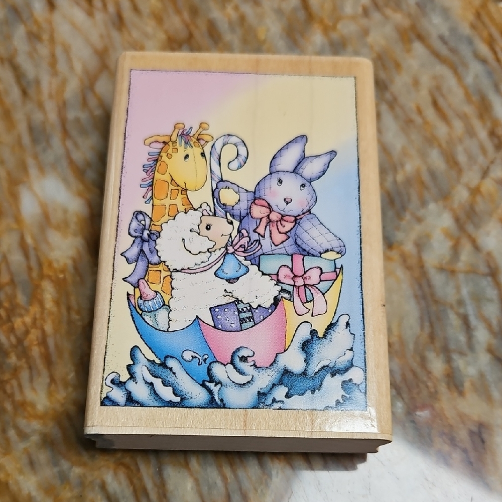 Cute Animal Wooden Rubber Stamp
